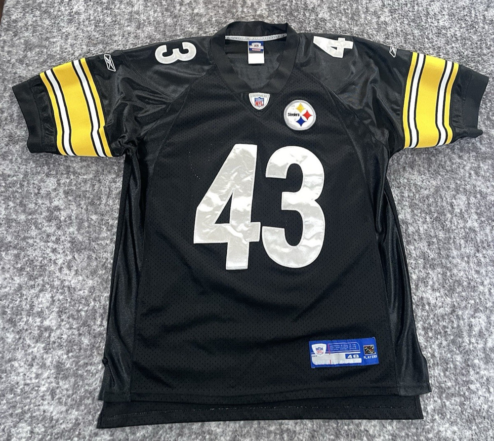 Pittsburgh Steelers Troy Polamalu Reebok 48 XL Stitched Black Yellow Jersey NFL